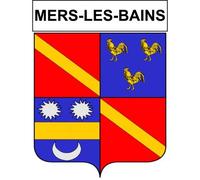 Mers-les-Bains 80 ville sticker blason écusson autocollant adhésif - Taille : 8 cm
