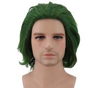 Mersi Perruque verte pour costume de cosplay homme garçon perruque courte ondulée cosplay pour fête d'Halloween S068