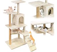 MERSJO Comfort Line Arbre à chat à 6 niveaux avec grotte et hamac Beige 125 cm