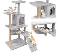 MERSJO Comfort Line Arbre à chat à 6 niveaux avec grotte et hamac Gris clair 125 cm