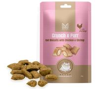MERSJO Crunch & Purr Friandises pour chat au poulet et herbe à chat 40 g - Collations croustillantes avec garniture crémeuse, avec taurine et oméga-3, soins dentaires pour chats, sans céréales ni