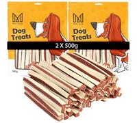 MERSJO friandises pour Chiens - 87% Haute teneur en Viande, Pas d'additifs, sans céréales ni Sucre, Friandises pour Chiens en complément Quotidien, Sandwich aux lanières de Canard moelleuses, 1000g