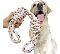 MERSJO Jouet pour chien - Corde avec passants - 60 cm - Corde en coton XXL - Jouet à rapporter et à tirer pour grands chiens - Nettoyage des dents et entraînement mental - Robuste et durable