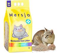 Mersjo PH Control Litière bentonite 10 l - Litière naturelle pour chat avec indicateur de santé du pH, sans poussière, forte formation de grumeaux, haute absorption de l'humidité, respectueuse de
