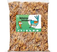 Mersjo Premium vers de farine séchés 1kg 6.5L Des friandises variées pour les animaux : Insectes comme snack pour oiseaux, poissons, tortues, rongeurs, hérissons, reptiles