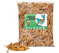 Mersjo Premium Vers de farine séchés 460g 3L Des friandises variées pour les animaux : Insectes comme snack pour oiseaux, poissons, tortues, rongeurs, hérissons, reptiles
