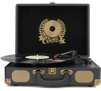 Mersoco Lecteur de disques vinyles Bluetooth 3 Vitesses Portable Classique, Sortie numérique USB, Vinyle numérique vers MP3, Haut-parleurs intégrés, RCA Line Out AUX sur Prise Casque Classique, Noir