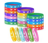 Mersper WWJD Bracelets en caoutchouc 12 couleurs « What would Jesus Do » - Bracelets de motivation pour Noël, fêtes (24)
