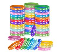 Mersper WWJD Bracelets en caoutchouc 12 couleurs « What would Jesus Do » - Bracelets de motivation pour Noël, fêtes (48)