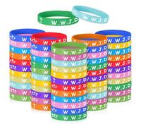 Mersper WWJD Bracelets en caoutchouc 12 couleurs « What would Jesus Do » - Bracelets de motivation pour Noël, fêtes (60)