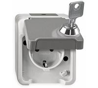 Merten 382619 Double prise SCHUKO avec interrupteur, montage externe Blanc