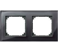Merten 489203 M de Plan de cadre en verre véritable pour 2 prises, Onyx noir