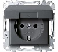 Merten MEG2310-0414 Prise SCHUKO avec clapet, BRS, bornes à fiche Système M Anthracite