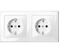 Schneider Electric Prise double Schuko MEG2328-1419 M-SMART protection contacts Blanc polaire