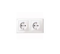 Merten MEG2328-1419 Prise double à contact de protection, protection contre les contacts accidentels, bornes à fiches, blanc polaire brillant, M-SMART