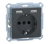 Merten MEG2366-0414 Schuko-Steckdosen-Einsatz mit USB Ladegerät 2,4 A, System M, Anthrazit