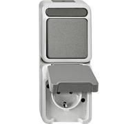 Schneider Electric Prise combinée Merten AQUASTAR MEG3495-8029 SCHUKO / va-et-vient Gris clair