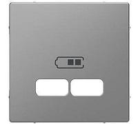 Merten MEG4367-6036 Zentralplatte für USB Ladestation-Einsatz, System Design, Edelstahl