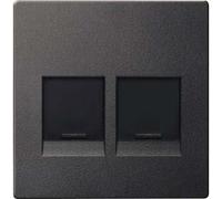 Merten meg4562-0414 Système M Plaque centrale pour Modular Jack 2 glissières avec compartiment fermé anti-poussière, anthracite,
