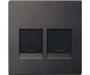 Merten meg4562-0414 Système M Plaque centrale pour Modular Jack 2 glissières avec compartiment fermé anti-poussière, anthracite,