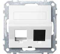 Merten MEG4568-0319 Sortie oblique double avec anneau de support et champ d'inscription pour Modular Jack, blanc polaire brillant, système M