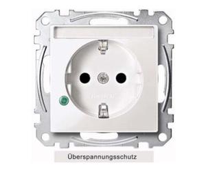 Merten Merten Prise SCHUKO pws/gl avec protection surtension et inscription MEG2305-0319 Quantité:1