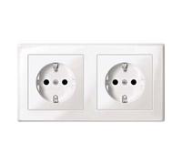 Schneider Electric Prise double Schuko MEG2328-1419 M-SMART protection contacts Blanc polaire