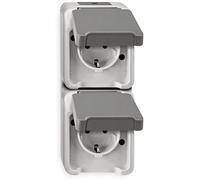 MERTEN Prise de courant double SCHUKO. MEG2329-8029 gris clair AQUASTAR MEG2329-8029 (MEG2329-8029)