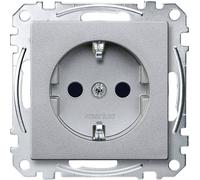 Merten MEG2300-0460 Prise SCHUKO en aluminium avec protection renforcée contre les contacts accidentels et bornes à fiche Système M