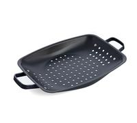 Merten & Storck Carbon Steel BBQ Rôtissoire Perforée en Fonte, 30cm x 35cm, Perforations pour Évacuation d’Huile et Gras, Barbecue, Camping, Grillades, Cuisson en Plein Air, Noir