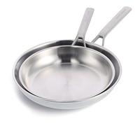 Merten & Storck Poêle à frire à Induction en Acier Inoxydable, 26cm et 30cm, Multicouche, Lave-vaisselle, Four, Argenté