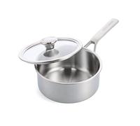 Merten & Storck Tri-Ply Stainless Steel, Casserole de 16 cm/1,5 l en Inox avec Couvercle, Compatible avec l'Induction, Multicouche, Va au Four, Argent
