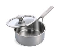 Merten & Storck Tri-Ply Stainless Steel, Casserole de 20 cm/2.9 l en Inox avec Couvercle, Compatible avec l'Induction, Multicouche, Va au Four, Argent
