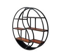 MERTNK Étagères de Rangement Étagères Murales Étagère Flottante Rondeur Grand Espace Cadre En Fer Planche de Bois Stable Et Fiable, Diamètre 68Cm/Black