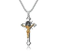 MERTTURM Collier Croix Homme, Collier Croix Chretienne Acier Inoxydable, Chaine 60cm Pendentif Bijoux Chretienne pour Garçon, Adulte(Résistant aux rayures et à la transpiration)