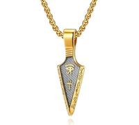 MERTTURM Collier pour Homme œil D'Horus, Pendentif Croix Égyptienne Ankh, Symbole de Protection, Chaîne pour Homme, Bijoux en Acier Inoxydable + Fibre de Carbone, Pendentif Pointe de Flèche Spearpoint
