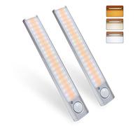 MERTTURM LED Placard 80LED, Lampe à Détecteur de Mouvement, Luminosité Réglable avec 3 Couleurs, USB Rechargeable, Sans Fil, Pour Armoires, Cuisines, Couloirs, Garage