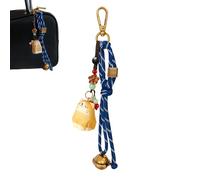 Merunone Porte-clés en forme de chat mignon et paracorde pour sacs à main, breloque en bois et corde paracorde, porte-clés et accessoires de sac pour femme, fourre-tout, sacs à dos, voitures