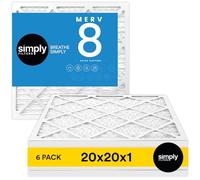 MERV 8 Lot de 6 filtres à air plissés 20 x 20 x 1 - Pour four, climatiseur et climatisation - Bloque la poussière, les acariens, les squames d'animaux, les peluches, le pollen - Compatibilité