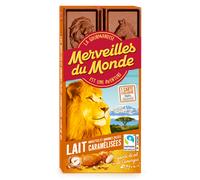 Merveilles du Monde Lait, Amandes et Noisettes pilées caramélisées & Pointe de sel - 100g