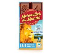 Merveilles du Monde Tablette chocolat au lait, noisettes et amand es pilées - La tablette de 100g