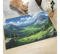Merveilles Naturelles Paysages Paillasson Montagnes Enneigées Canyons Forestiers Tapis Antidérapant et Absorbant, Lavable, Paillasson pour Intérieur, Chambre, Cuisine, Entrée (Vert Sauge, 45x75cm )