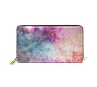 Merveilleux Espace Univers Portefeuille Zipper Long Bourse en Cuir Véritable avec Titulaire de la Carte de Crédit pour Téléphone Femmes Fille Hommes