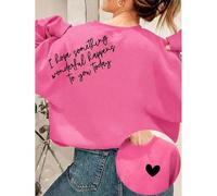 Merveilleux jour gentil, sweat-shirt décontracté à manches longues col rond surdimensionné avec graphique de lettre positive mignonne pour femmes, automne/hiver rose L,M,S,XLNoëlTissu tricoté