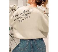 Merveilleux jour gentil, sweat-shirt décontracté à manches longues et col rond surdimensionné avec graphique de lettre positive mignonne pour femmes, automne/hiver L,M,S,XL,XS,XXLNoëlTissu tricoté