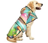 Merveilleux manteau de pluie pour chien imprimé petits champignons avec capuche réfléchissante, poncho portable, pour chiots de petite, moyenne et grande taille L