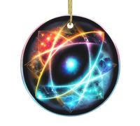 Merveilleux univers décoratif rond en céramique avec impression double face pour décoration de vacances à suspendre souvenir