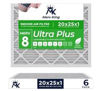 MervKing Lot de 6 filtres à air plissés pour four CVC 50 x 63 x 1 | MERV 8 | MPR 600-700 Ultra Plus | Taille réelle : 50 x 62,7 x 1,9 cm