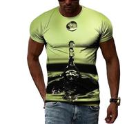 MERVOS Creative T-Shirt à Motif de Gouttes d'eau en 3D pour Hommes et Femmes, Tendance à l'impression Manches Courtes décontractée Tendance d'impression des Hauts à Manches Courtes