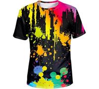 MERVOS Summer 3D Graffiti Art Print T Shirt Retro Hip-hop Street Style Unisex Round Neck Short Sleeve Top